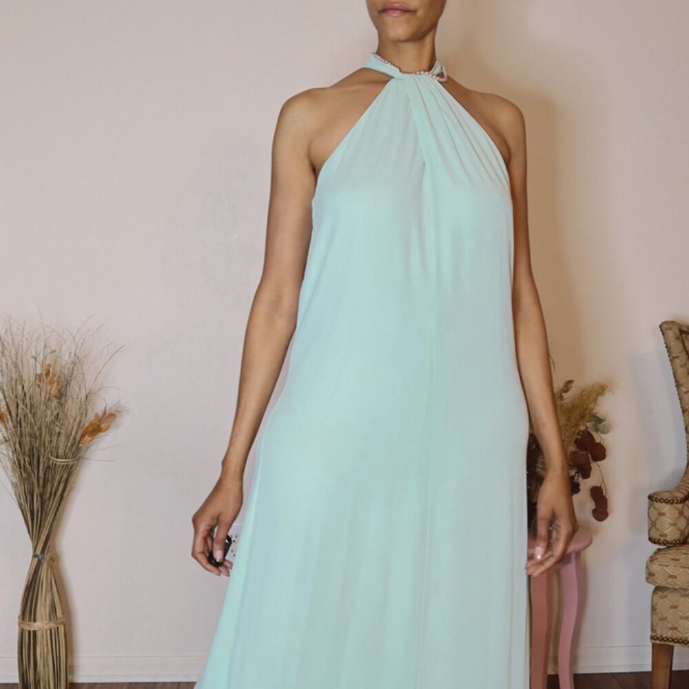 Cremieux Pale/Pastel Mint Green Maxi Goddess Dress